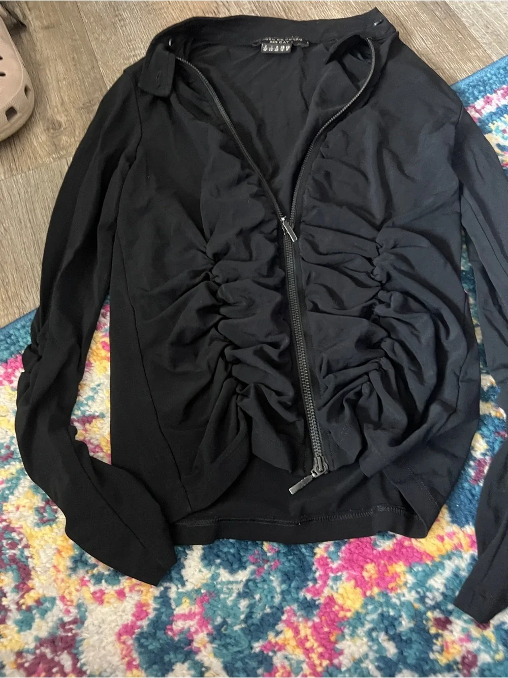 Isabel de Pedro Women's Black Ruched Zip-Front Jacket